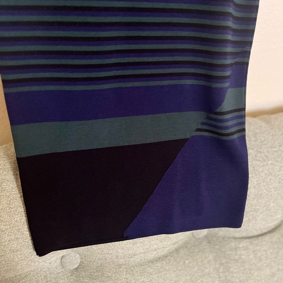 John + Jenn Knit Dress - Women's Medium Green Black Navy EUC - Striped Office - Picture 5 of 13
